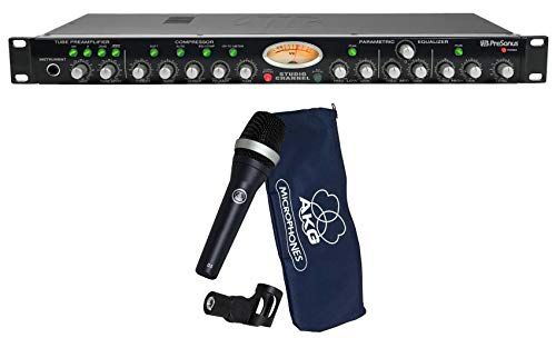 AKG D5 Handheld Dynamic Vocal Microphone SuperCardioid Dual Shockmount Mic D 5 Bundle with Presonus StudioChannel Studio Channel Recording Vacuum Tube Mic Preamp Strip