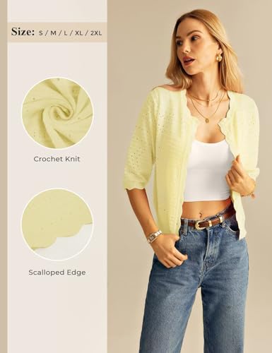 Image of GRACE KARIN Womens 3 /4 Sleeve Cardigan Sweater, Lightweight Cropped Cardigan Trendy, Dressy Casual Crochet Bolero Shrugs