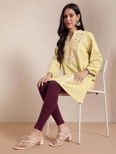 Image of TWIN BIRDS Super Stretchable Cotton Elasthane Fabric Ankle Length Leggings for Women