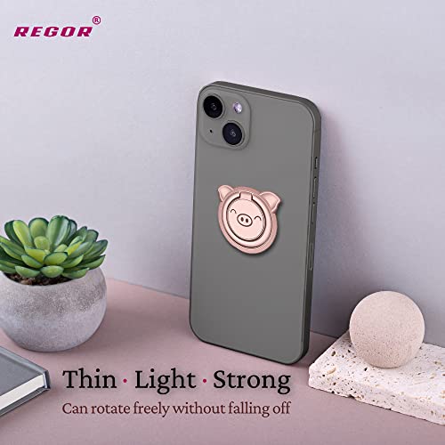 Image of Regor Finger Grip Holder | Cell Phone Stand for Hand & Back | Selfie & iPhone for Android Phone Desk - Pig Pink