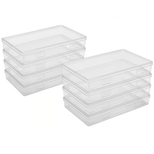 Image of Goodma 8 Pieces Rectangular Empty Mini Clear Plastic Organizer Box | 195 x 113 x 30 mm, Hinged Lids, For Small Items, Craft Projects