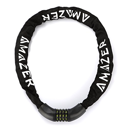 Amazer Bike Lock, Bike Chain Lock with Resettable Combination Security Anti-Theft Bicycle Chain Lock Bike Locks for Bike, Motorcycle, Bicycle, Door, Gate, Fence, Grill …