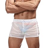 FIROTTII Mens See Through Shorts Mesh Shorts for Men (White S)