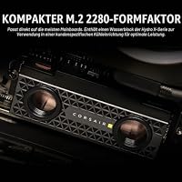 Corsair MP700 PRO Hydro X Series 2TB M.2 PCIe Gen5 x4 NVMe 2.0 SSD - M.2 2280 - Bis zu 12.400MB/sec Sequentielles Lesen - High-Density TLC NAND - Vorinstallierter Wasserblock - Schwarz – Ansicht 7