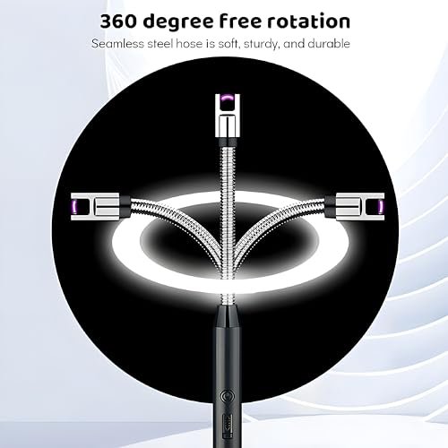 Image of Gas Lighter Electric Rechargeable | 360 Flexible Neck USB Charging Cable | Kitchen Gas Stove Lighter Multi-Purpose Windproof Multicolor (Pack of 1)