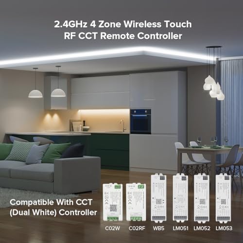 Image of SEZO RC02RFB CCT 2.4G RF Wireless Controller 4-Zone Remote Group Control Compatible with WB5 C02W C02RF Brightness Color Temperature Adjustable LED Controller 30M Control Distance