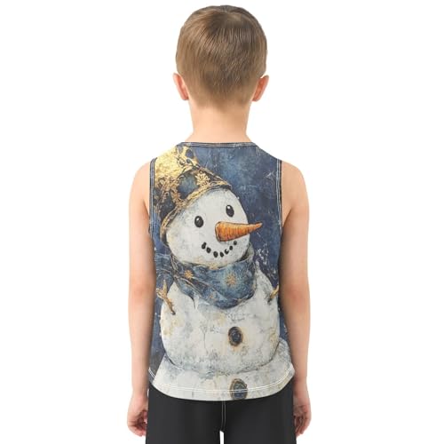 Boys Tank Top Shirts Retro Winter Snowman Sleeveless T-Shirts Crew Neck for Kids Clothing Children3