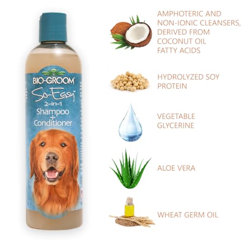 Image of Bio-Groom 355ml Dog Shampoo, Gentle Tear Free Pet Grooming for Dogs & Cats, Deep Cleansing Moisturizing Formula for Soft Healthy Shiny Coats (Shampoo Plus Conditioner)