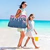 aidingzhi Peach Blue Glittering Sturdy Big Tote Bags with side pocketes Zipper Tote Bag for Travel Gym Vacation #1