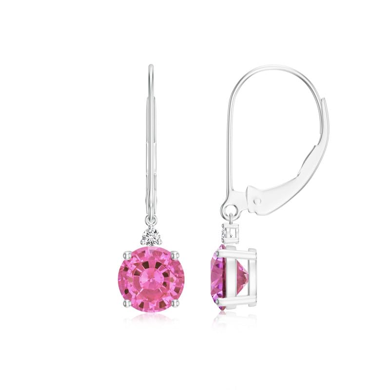 Image of Goldhartz 2 Ct. Natural Amethyst 6 mm Leverback Earrings for Women in 14k Gold Micron Plated 925 Sterling Silver, January Birthstone Dangle Earrings Jewelry for Her