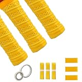 PINMEI Pickleball Grip Tape 3pcs Overgrip Pickleball Paddle Grip Tape with Raised Ridge Replacement Grip Wrap Accessory for Pickleball Paddle Handle (Yellow)