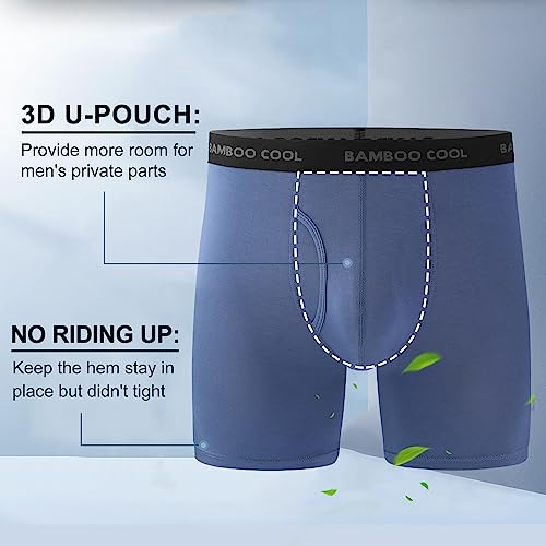 Image of BAMBOO COOL Men's Ultra Breathable Underwear,No Riding Up Boxer Briefs with ComfortFlexible Waistband,Multipack