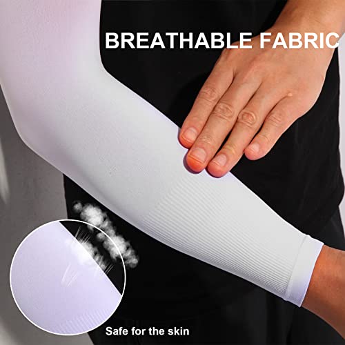 2-Pairs Arm Sleeves For Men And Women - Tattoo Cover Up - Cooling Sports Sleeve-White #TOP4
