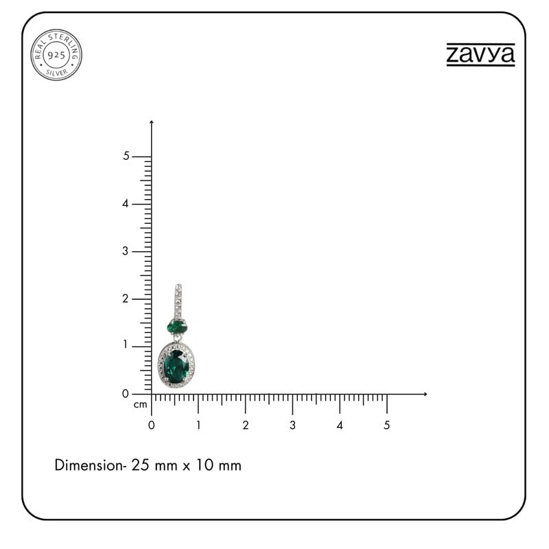 Image of ZAVYA 925 Sterling Silver CZ Drop Silver Plating Drop Earrings | Gift for Women and Girls | With Certificate of Authenticity and 925 Hallmark
