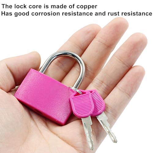 Image of BokWin 2 Pack Keyed Padlock Luggage Locks Hot Pink ABS Plastic Covered Copper Padlock for Jewelry Box Laptop Bag Backpack Gym Locker