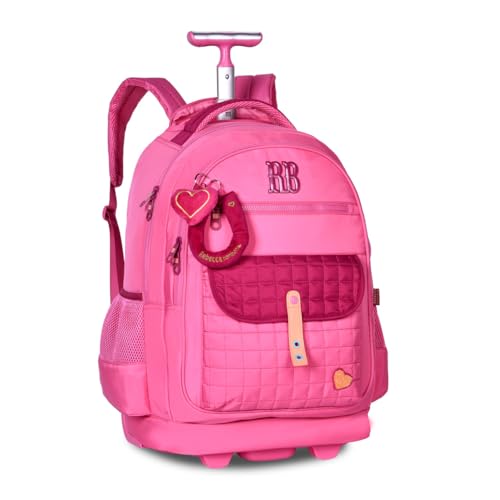 Mochila Rebecca Bonbon Plush Dreams Rodinha Resistente Escolar Feminina Reforçada (Rosa)