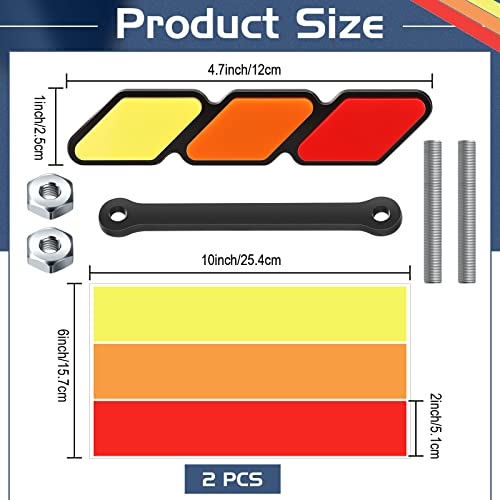 4 Sets Tri Color Grille Badge Emblem Classic Retro Tri Color Stripe Decal Sticker Decoration Accessories Car Truck Label Compatible With Toyota 4Runner Tacoma Tundra Rav4 Highlander, Yellow Orange Red #TOP1