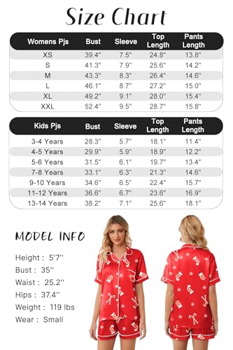 Image of Girls & Womens Satin Pajamas Set, Silk Button-Down Sleepwear 2 Piece Nightwear, 3 Years - Women XXL