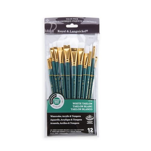 Royal Brush Manufacturing Royal and Langnickel Zip N' Close 12-Piece Brush Set, Medium White Taklon