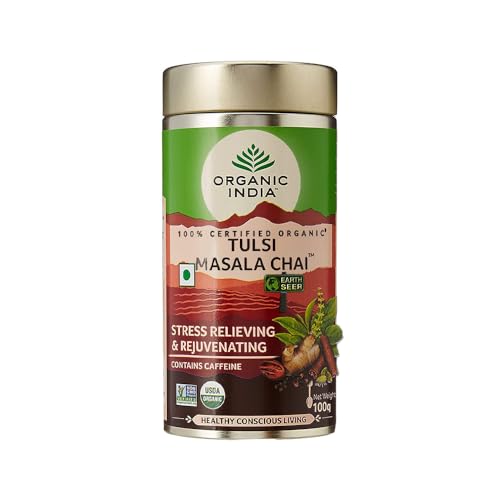 Image of A TATA Product - Organic India Tulsi Assam Masala Chai Powder, 100 Gm Tin