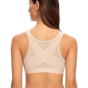 MELENECA Women’s Front Closure Wirefree Post Surgery Plus Size Back Support Posture Bra