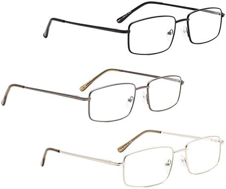 READING GLASSES 3 pack Large Metal Readers for Men +0.50