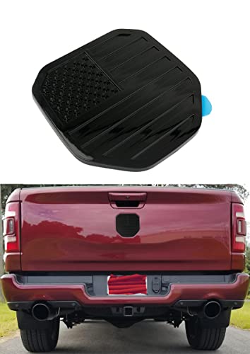 Image of CONGCONG Tailgate Emblem Badge for Dodge Ram 1500 /2500 /3500 (2019-2023, American Flag - Matte Over Gloss Black)