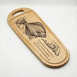 Dekolando XXL Scholle Schneidebrett aus Esche mit Gravur – Fisch – personalisiertes Schneidbrett...