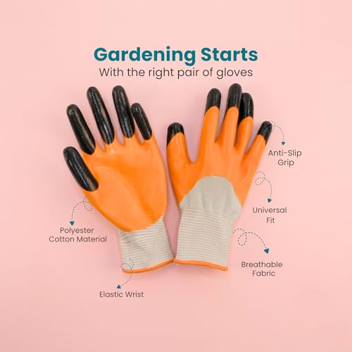 Image of Zamia Gardening Gloves, Orange, Flexible & Thorn-Proof, for Beginners