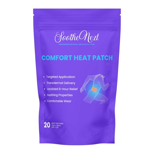 SootheNezt Comfort Heat Patches - Capsicum, Menthol, Camphor Blend - Soothing Support for Back, Neck, Shoulders, Joints - 8-Hour Long-Lasting Effect, Pack of 20