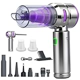 CkeyiN ハンディクリーナー コードレス【3種吸引モード】はんでいクリーナー 40000Pa驚きの吸引力 6000mAhバッテリー内蔵 車用掃除機 4in1多機能 【吹き飛ぶ/吸い込む/空気入れ/空気抜き】 ハンディ掃除機 強力 2WAYノズル 長時間稼働 低騒音 軽量 小型 Type-C急速充電 ハンディー 人気 ホコリ取り/デスクトップ/車用清掃/家具/家庭用 日本語説明書付 銀紫