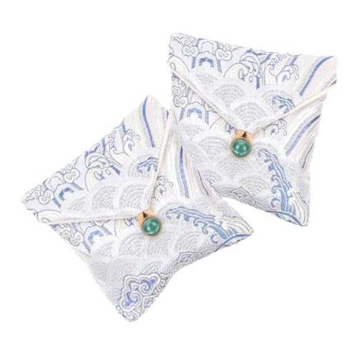 Operitacx 2個手刺繍ダブルコッジュエリーポーチ 軽量携帯用巾着バッグ ネックレス指輪イヤリング収納 小物入れパーティー 対応