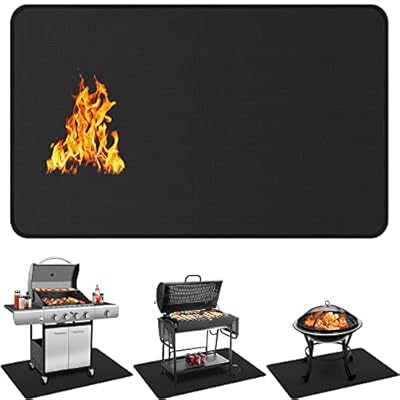 Protebox 60 x 40 inch Under Grill Mats for Outdoor Grill, Double-Sided Fireproof Deck and Patio Protector Mat, BBQ Mat for Under BBQ, Waterproof Oil-Proof Grill Floor Pads Fire Pit Mat Fireplace Mat