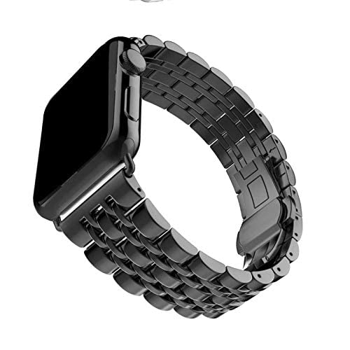 Pulseira Metal 7 Elos compatível com Apple Watch 45mm 44mm 42mm - Marca LTIMPORTS (Preto)