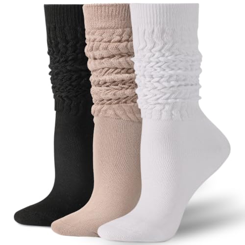 Image of Pleneal Slouchy Socks for Women Scrunch Sock Knit Chunky Crew Boot Socks