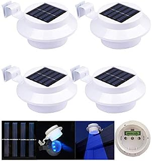 4X Blue LED Solar Powered Lights Fence Gutter Light Outdoor Garden Wall Lobby Pathway Lamp