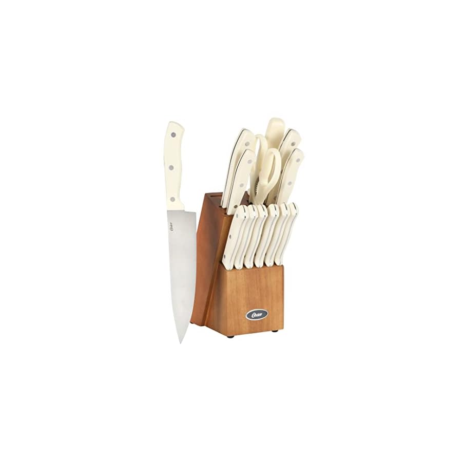 Oster-Evansville-14-Piece-Cutlery-Knife-Block-Set-Stainless-Steel-wLinen-White-Handles Oster Evansville 14 Piece Cutlery Kitchen Knife Block Set