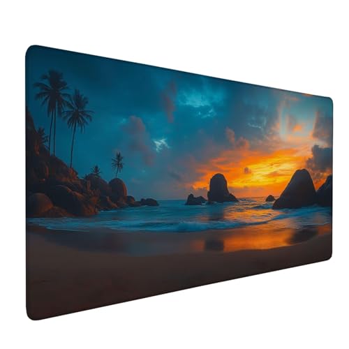 Tapis de souris XXL 900x500mm coucher de soleil étanche pour bureau gamer