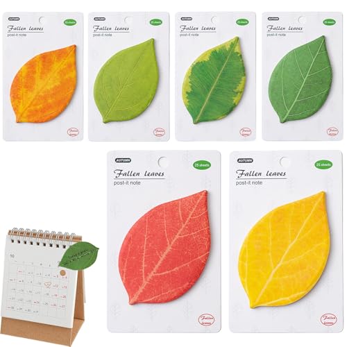 Bloques de notas adhesivas: marcador lindo versátil | Bloc de notas autoadhesivo con diseño en forma de hoja, para biblioteca de clase, estudio, hogar, estudiantes, profesores, mujeres