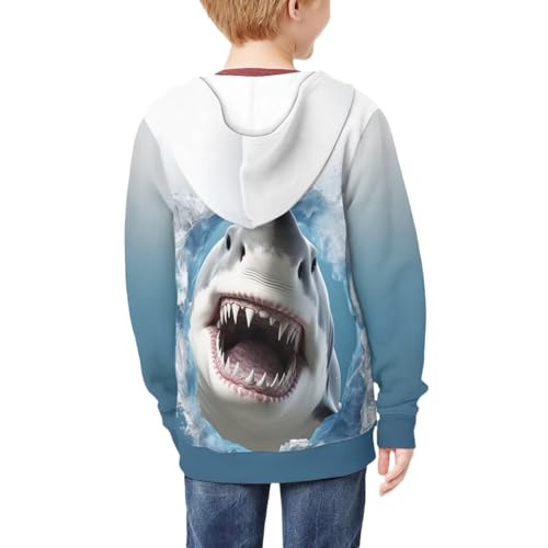 HUIACONG 3D Shark Shirt for Boys 8-10 Zip Up Hoodie for Kids Jacket Full Zipper Hoodies Long Sleeve Sweatshirts Girls Cool Pullover Sweate Hooded Top2