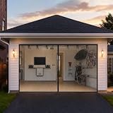 Zanzariera Magnetica per Porta Garage senza Forare, Robuste Tende Zanzariere in Fibra di Vetro Traspirante con Chiusura Automatica per Esterno Cortile e Officina(Nero,250x220cm)