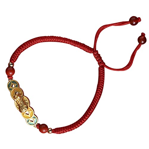 Bracelet à cordes tressé unisexe avec charme de monnaie chinoise