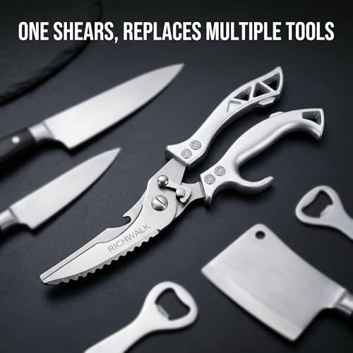 Kitchen Scissors - Heavy Duty Poultry Shears Sharp Cutting Food Chicken Bone Meat Vegetable for Cooking, Multipurpose Stainless Steel Utility Scissors, Safety Lock — view 5