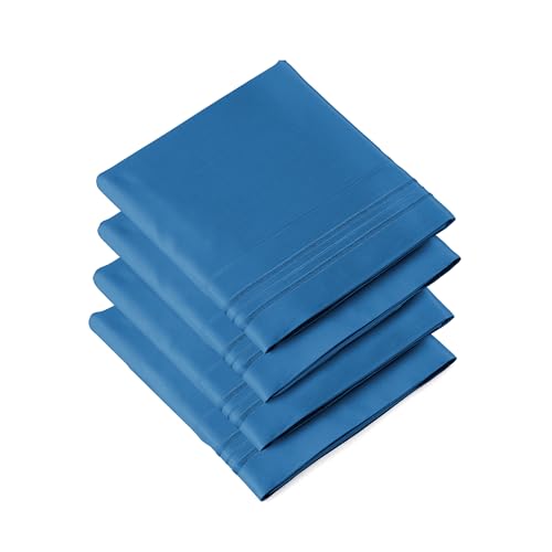 King Size Pillow Cases Set of 4 - Soft, Premium Quality Pillowcase Covers - Machine Washable Protectors - 20x40, 20x36 & 20x48 Pillows for Sleeping 4 Piece - King Size Royal Blue Pillow Cover Bedding - 2