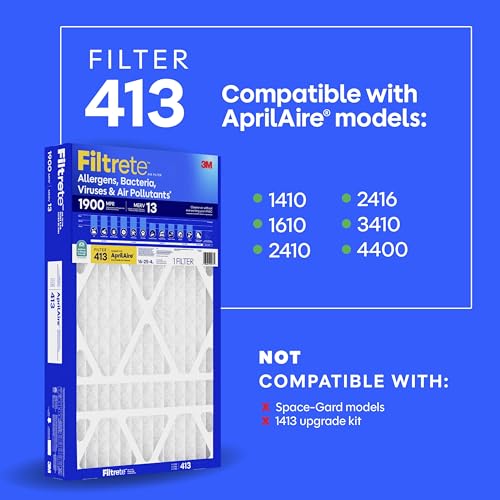 Image of Filtrete 413 Air Filter Replacement, MERV 13, MPR 1900, 1 HVAC Filter | Allergens, Bacteria & Virus, Designed To Fit Systems Using AprilAire 413 Replacement Filters, 12-Month AC /Furnace Filter