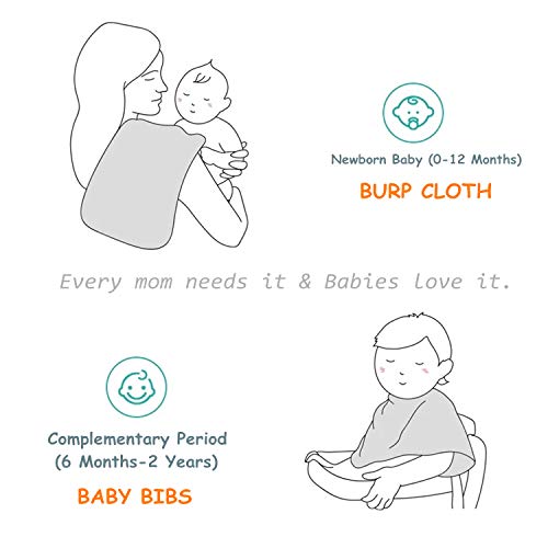 MUKIN Baby Burp Cloths - Burp Cloth Sets for Unisex. Perfect for Newborn Baby Burping Cloths/Burp Bibs. Newborn Burping Rags for Boys and Girls (White)