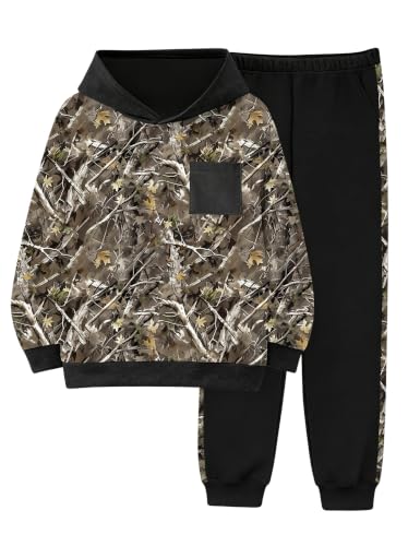 Image of Boys Clothes Fall Winter Outfits Camouflage Long Sleeve Hoodie and Pants 2PC Kids Clothes Boys for 5-14 Years