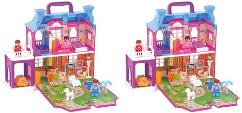 TOY ZONE Dream Palace Dollhouse Set(40 Pcs)-44161 | Play Set | Girls Doll House|Play Set with Accessories|4 Dolls with Furniture and Garden|Role Play Set|Age for 3-8 Years (Pack of 2)