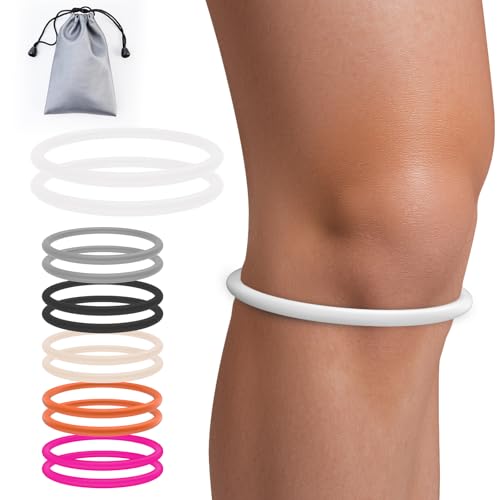 Image of teyy 2PCS Patellar Tendon Support Strap for Knee Pain Relief (White) | Silicone patella band for women and men keen bands for basketball, running,tennis,soccer and hiking,includes storage bag