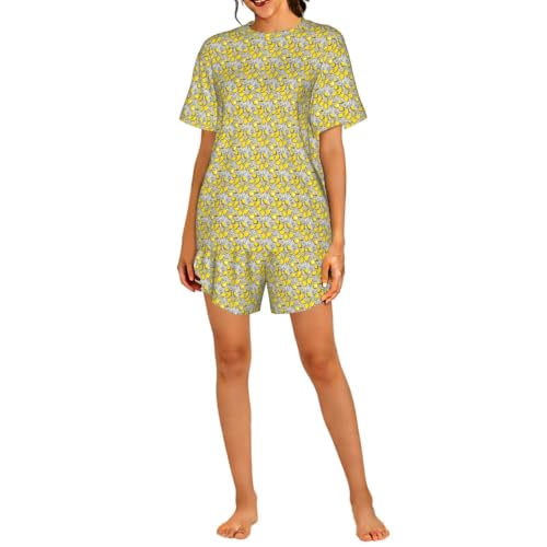 Pyjama court femme citron pour vos matinées détente et nuits d'été